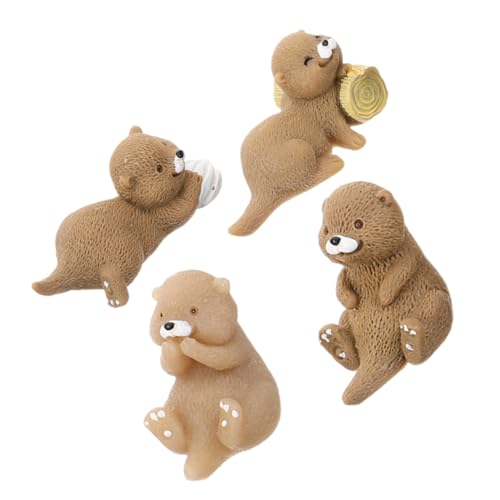 NOLITOY 4 Piezas Figuras Miniatura de Nutrias de Resina para Micro Paisajes Decoraciones DIY Accesorios para Jardín de Hadas Llaveros y Colgantes Regalo Creativo para Estudiantes