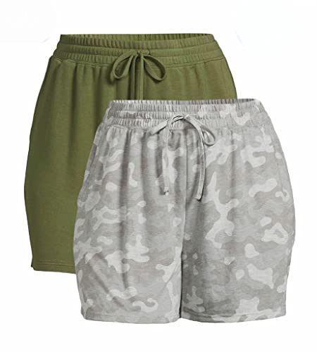 Gray Camo & Green 2 Pack High Rise Knit Shorts -...