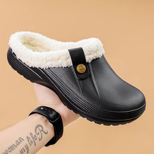 Armadillo Clogs Garden Shoes for Women Men Fur Lined Clogs Memory Foam Warm Fuzzy Slippers Winter Waterproof Indoor Outdoor Slippers Winter Warm Plush Home House Slipper Closed Toe Slides Unisex2