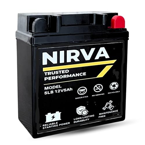 Image of NIRVA WITH DEVICE OF WOMEN PICTURE Rechargeable Motorcycle Battery, Maintenance-Free Replacement Battery for Bike Scooters (5LB 12V 5Ah)