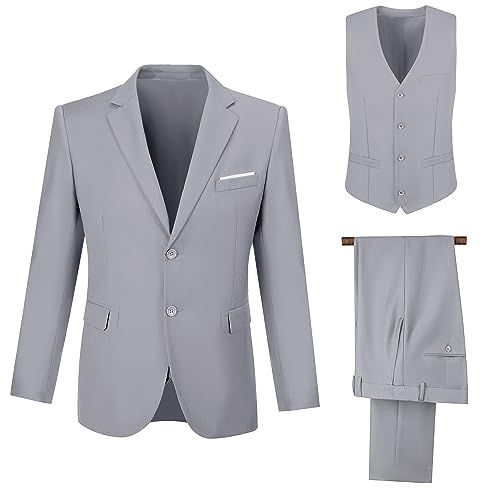 Men's Suit 3 Pieces Slim Fit Formal Business Wedding 2 Buttons Blazer Vest Pants Set Tuxedo3