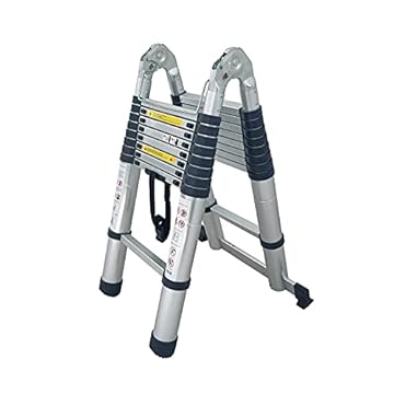 FP-TECH - SCALA TELESCOPICA IN ALLUMINIO PIEGHEVOLE PORTATILE ESTENSIBILE MULTIUSO SUPPORTA 150 KG CE EN131 (4.4 Metri)