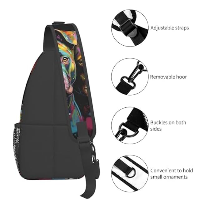 Pitbull Florescent Dog 1 Crossbody Chest Bags for Women, Small Crossbody Shoulder Bag Sling Bag Travel Hiking Daypack