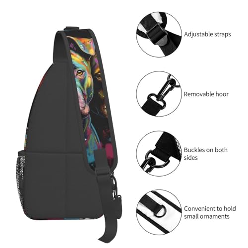 Pitbull Florescent Dog 1 Crossbody Chest Bags for Women, Small Crossbody Shoulder Bag Sling Bag Travel Hiking Daypack4