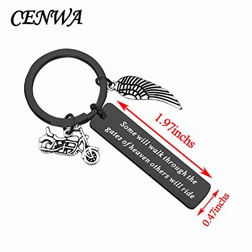CENWA Motorcycle Memorial Jewelry Memorial for Brother Dad Husband Sympathy Gift Some Will Walk Through The Gate Keychain2