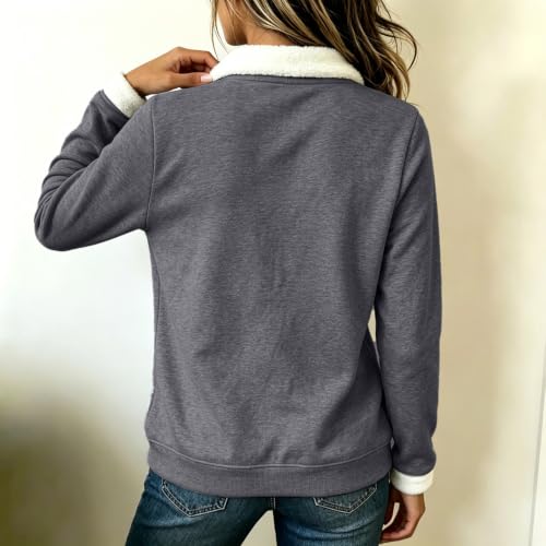 HswsEJ Womens Henley Tops Long Sleeve Collared Henley V Neck Sweatshirt - image 3