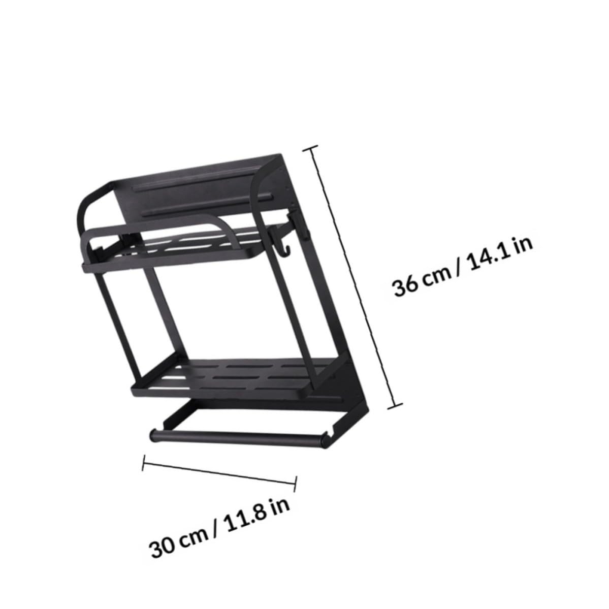 Portarotolo Magnetico Doppio in Metallo Nero con 4 Ganci