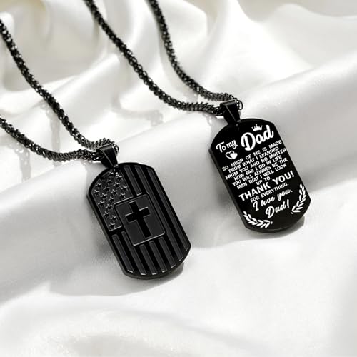 Zocomi To My Son Dad Brother Husband Grandson Grandpa Boyfriend Man Dog Tag Cross Necklace Christian American Flag Birthday Graduation Gifts Jewelry for Men Boys4