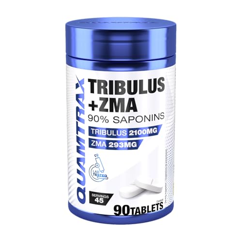 Quamtrax Nutrition - Tribulus + ZMA (Zinc, Magnesio y Vitamina B6) - 90 cápsulas - Rendimiento deportivo, recuperación muscular y apoyo hormonal