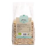 muesli natural mojo CARACTERÍSTICAS: El muesli Planeta Huerto es una mezcla de copos de avena, trigo, centeno, pasas sultanas, copos de maiz y almendras procedentes de cultivos ecológicos. Los cereales ecológicos integrales aportan vitaminas del grupo B. El muesli es rico además en hierro, calcio, fósforo, cobre y magnesio, es la forma más saludable de empezar el día. Además, te recomendamos explorar sus múltiples opciones para incorporarlo en tus recetas.