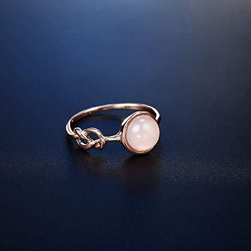 Lzz Fashion Lady Opal Ring Pink Moonstone 18K Rose Gold Ring Round Cut Single Stone Ring Wedding Ring Size 6-10 (US code 8)3
