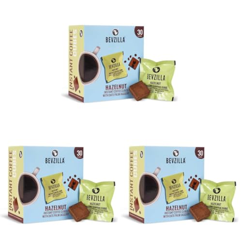 Image of Bevzilla 30 Hazelnut Flavour Instant Coffee Cubes | Made with Date Palm Jaggery & Arabica Beans | No Refined Sugar | No Preservatives | Coffee Premix with Real Ingredients| Enjoy Hot & Cold