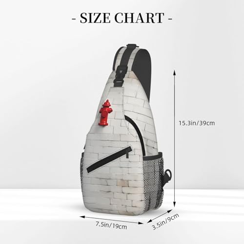 Bolso bandolera con estampado de pared de ladrillo blanco miniatura 3