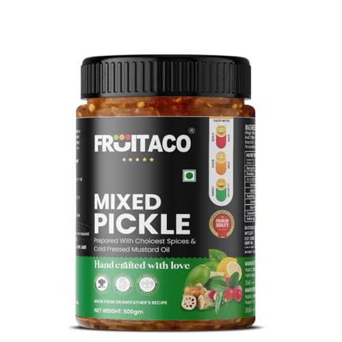 Image of Fruitaco Mixed Pickle 500 Gm - Authentic Indian Pickle with Tangy, Spicy, & Robust Flavors, Mixed Aachar