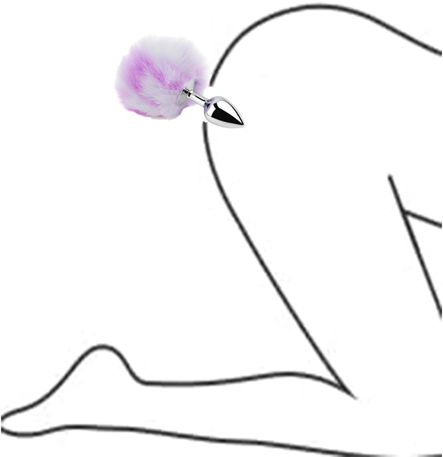 Small Anal Plug, Rabbit Bunny Tail Anal Plug for Cosplay, Butt Plug Adult Sex Toys for Sexual Enjoyment (White-Small): Small Purple-White