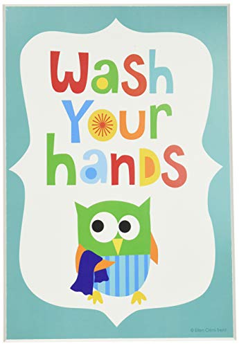 The Kids Room by Stupell Wash Your Hands On Blue Background Rectangle Wall Plaque, 11 x 0.5 x 15, Proudly Made in USA