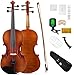 PHOENIXバイオリン 4/4フルサイズキット、フィドルセット初心者大人学生用、ローズウッドの弓、追加弦&ブリッジ、ロジン1個、チューナー、ケース、フィンガーボードステッカー、ショルダーレスト付き