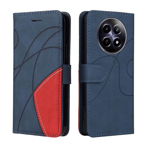 XINNI Carcasa para Realme 12 5G/Realme 12X 5G Funda, PU/TPU Retro Cuero Magnético Estuche Protector Anti-caída Caso del Tirón Case Cover, Azul