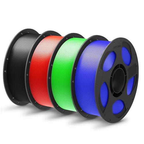 ANYCUBIC PLA+ Filament 1.75mm, Refill PLA Plus Filament und Spool Kit, Hohe Zähigkeit und Präzision -3D-Druckmaterialien, Intelligente Identifikation,4KG Schwarz Rot Blau Grüner Blitz