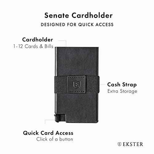 Image of Ekster Senate Cardholder Wallet | RFID Wallet for Men & Women | Slim & Minimalist Aluminum Wallet with Pop Up Cardholder (Nappa Black)