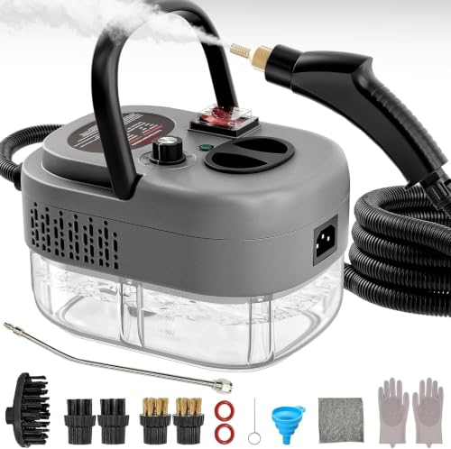 Image of Portable High-Pressure Handheld Steam Cleaner, 14-Piece Accessories, 6 Steam Levels, 15s Heat-Up,chemical-free Cleaning Tile, Grout, Dirt, Grease & Car Detailing-Black