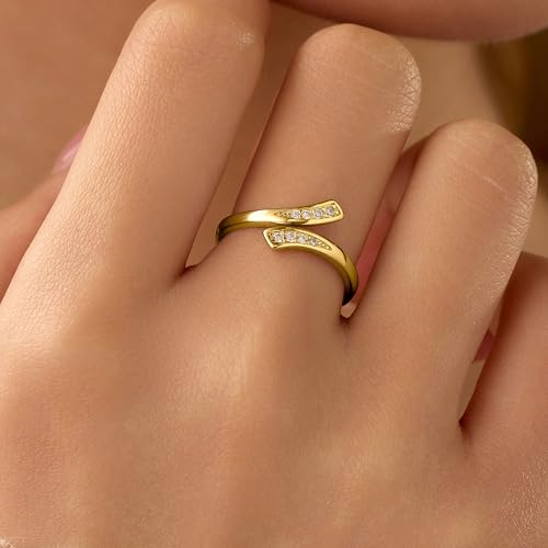 925 Sterling Silver Cubic Zirconia Crossover Eternity Band Rings for Women Adjustable Open Twist Wrap Statement Promise Ring to Daughter Mother Stackable Finger Birthday Wedding Jewelry2