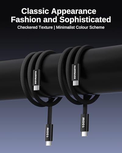 Image of USB C to USB C Cable 3ft 100W PD 5A Fast Charging Cord Aluminum Connector & Nylon Braided Type C Charger Cord for iPhone 17 /16 /15 MacBook Air /Pro iPad Pro Samsung S25 /S24 /S23 Pixel 10(Black)