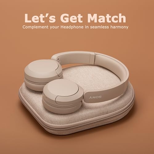 Image of Ginsco Case Compatible with JBL Tune 510BT /520BT /500BT /Junior 320, with Sony WH-CH520 /510, Ultra-Slim Hard Shell Headphone Case for On Ear Headphones (Beige)