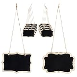 10Pcs Blackboard Decanter Tags, Wooden Mini Chalkboard Signs Double-Sided Blackboard with Hanging String Erasable Small Message Boards Labels for Wedding Party Wine Bottle Table Numbers Plants