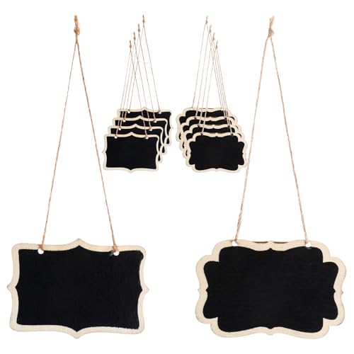 10Pcs Blackboard Decanter Tags Wooden Mini Chalkboard Signs Double-Sided Blackboard with Hanging String Erasable Small Message Boards Labels for Wedding Party Wine Bottle Table Numbers Plants