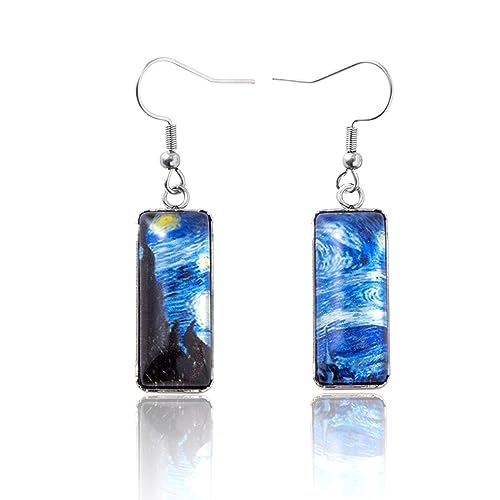 GAUEIOUR Van Gogh Starry Night Earrings - Famous Artist Painting Series, Stainless Steel, Jewelry Gifts