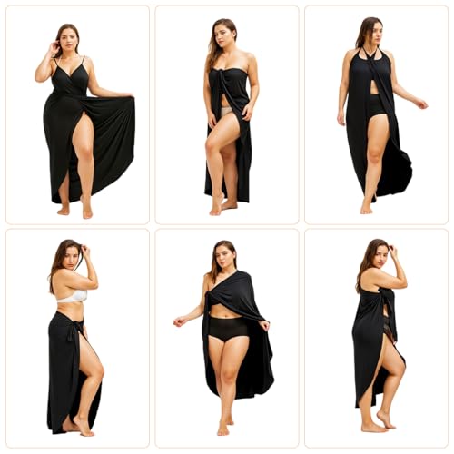 Image of PALAY Beach Wear Dress for Women Stylish Solid Spaghetti Strap Wrap Swimsuit Cover Up Lightweight Sarong Beach Outfits for Women