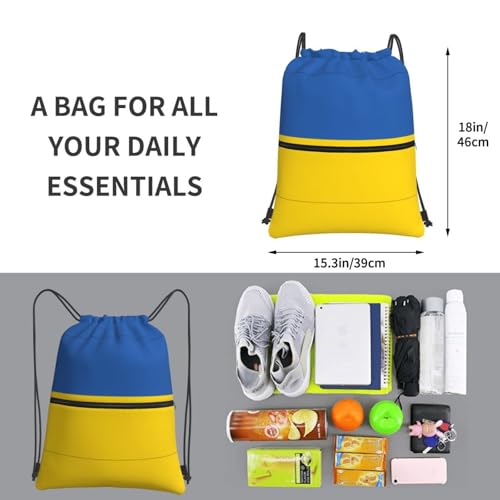 Flag of Ukraine Lightweight and Waterproof Drawstring Backpack - Perfect for Gym, Yoga, Travel, Beach, and Outdoor Activities for Men and Women4