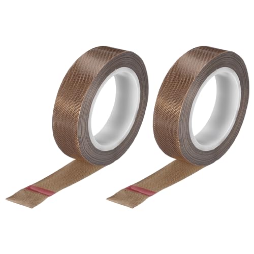 Image of MECCANIXITY 9m /30 Feet,19mm /0.7 Inch PTFE Tape,PTFE Fabric Tape,Adhesive PTFE Film Tape for Vacuum Sealer Machine,Hand Sealers High Temperature,Brown,Pack of 2