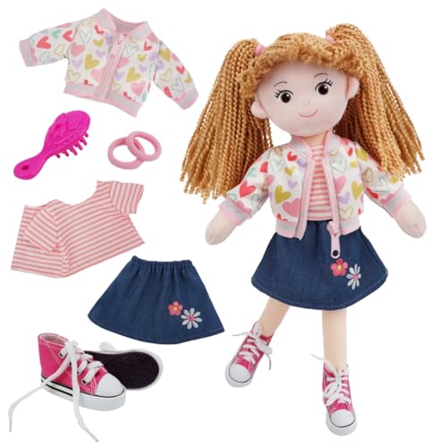 June Garden 14” Snuggle Cutie Doll - Gracie - Soft Plush Doll for Girls and Toddlers - Removable Clothes and Shoes