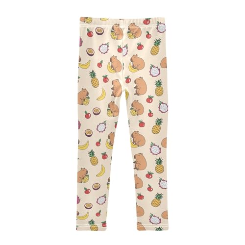 Girls Leggings Size 4T Capybara Fruits Beige Breathable Stretchy Tights Girl Yoga Pants for Workout Dance2