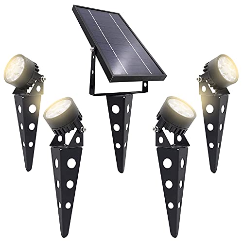Solar Light Mart Projecteur solaire LEGACY 50X 4PK, lumière LED pour allée de paysage de jardin extérieur, blanc chaud, finition noire Cover