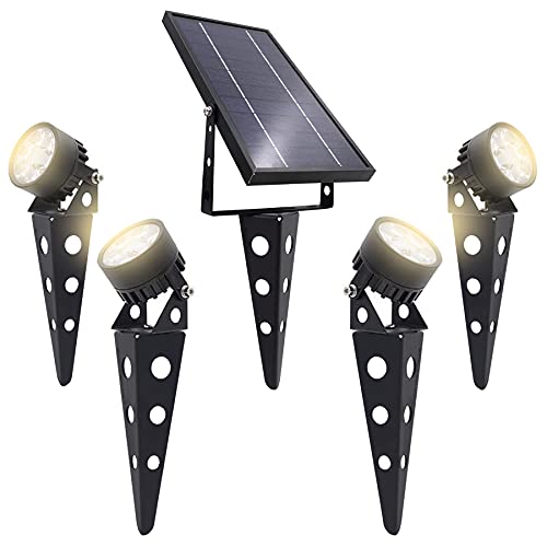 solar power outdoor lighting - Solar Outdoor Spotlight Legacy 50X 4PK, Garden Landscape Yard Pathway Light, IP65 Waterproof, Warm White LED, Black Finish