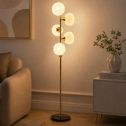 Image of Premium Decorative LED Floor Lamp & Glass Art Collection - Modern FlloNight Light - Unique Aesthetic Home Gift (Diora)