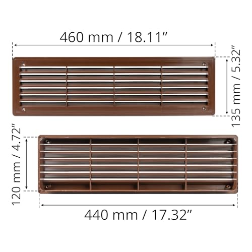 Image of AWENTA 18 inch x 5 inch Inch Two Sided Brown Door Air Vent Cover - Door Vents for Interior Doors - Universal Furniture Ventilation Guard- Register for Bathroom, Bedroom, Garage, Kitchen, Furniture