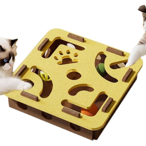 Juguete de para Gatos, Caja de para Gatos, Tabla de rascar, Laberinto de Pista de Campana para Gatitos Grandes y medianos, Ejercicio de estimulación Mental para Cachorros
