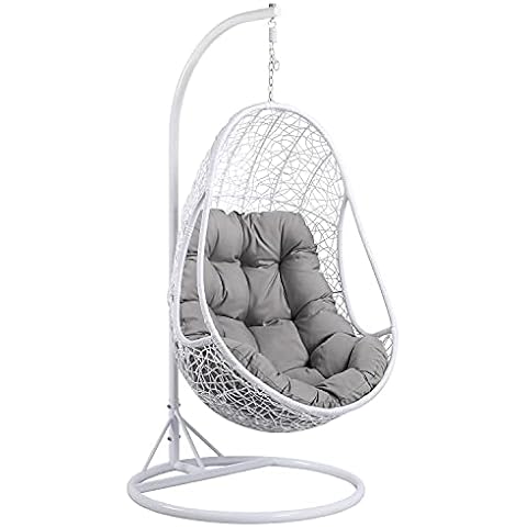 Yaheetech Rattan Swing Chair with Cushion Cover