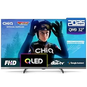 CHIQ Fernseher 32 Zoll FHD, QLED, HDR10, Google TV, Dolby Audio, DBX-TV, Triple Tuner, WLAN, 2.4G/5G, Google Assistant, Schwarz, 2025