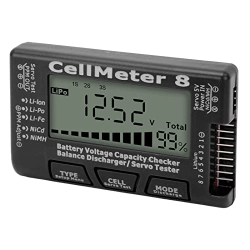 Digital Battery Capacity Checker Tester Detector Battery Balance Discharger Servo Tester Smart Battery RC Car Checker for LiPo(Black)