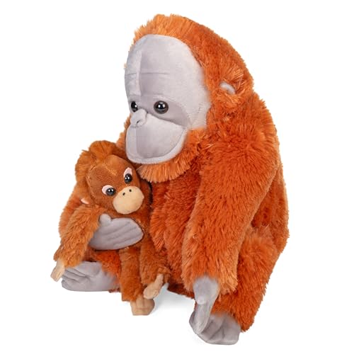 Wild Republic Mom & Baby Orangutan Plush, Stuffed Animal, Plush Toy, Gifts for Kids, Zoo Animals, 12'