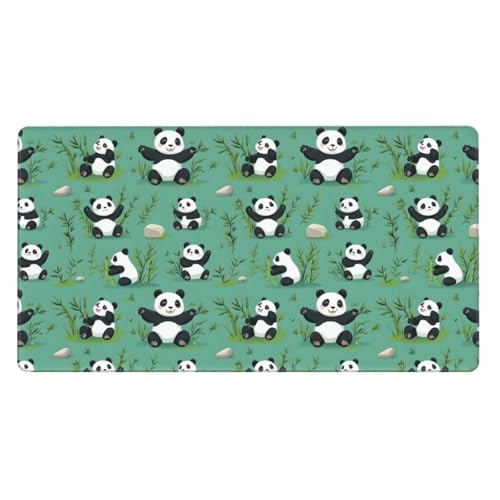 Tapis de souris de jeu grand format anti-effilochage en caoutchouc imprimé panda