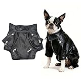 Cool Dog Leather Jacket Coat Clothes,Halloween Rock Star Costume for Small Medium Dogs (S, Black)