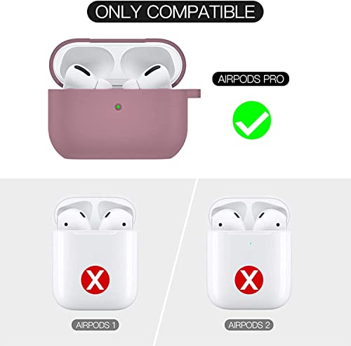 Image of Elzzi Compatible for AirPod Pro Case, Full Protective Silicone Case, Inner Microfiber Lining Airpod Pro Cover, Support Wireless Charging,Cover (Front LED Visible) (Lilac)
