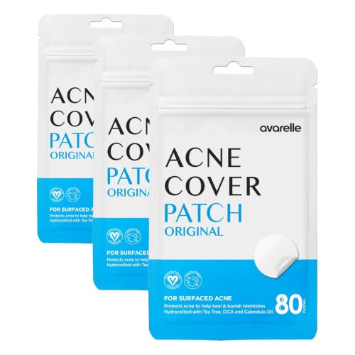 Image of AVARELLE Pimple Patches for Face | Hydrocolloid Acne Patches for Covering Blemishes | Zit Patches with Tea Tree, Calendula, & Cica | HSA Store Eligible Items (10-14 mm, 80 Count) (Pack of 3)