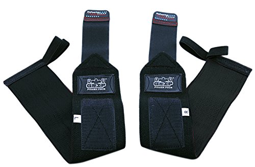Grip Power Pads Deluxe Wrist Wraps (1 Pair /2 Wraps) for Weight Lifting Wrist Support Cotton Wraps Gym Bandage Straps for Men & Women - Premium Quality & PRO Rubber (Jet Black, 18" Inches)